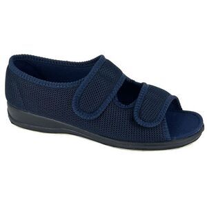 Sleepers Womens/Ladies Betty Extra Wide Slippers / Navy Blue